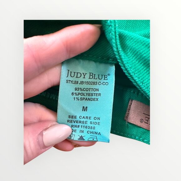 Judy Blue Full Size Tummy Control Garment Kelly Green Dyed Denim Shorts - Picture 6 of 6